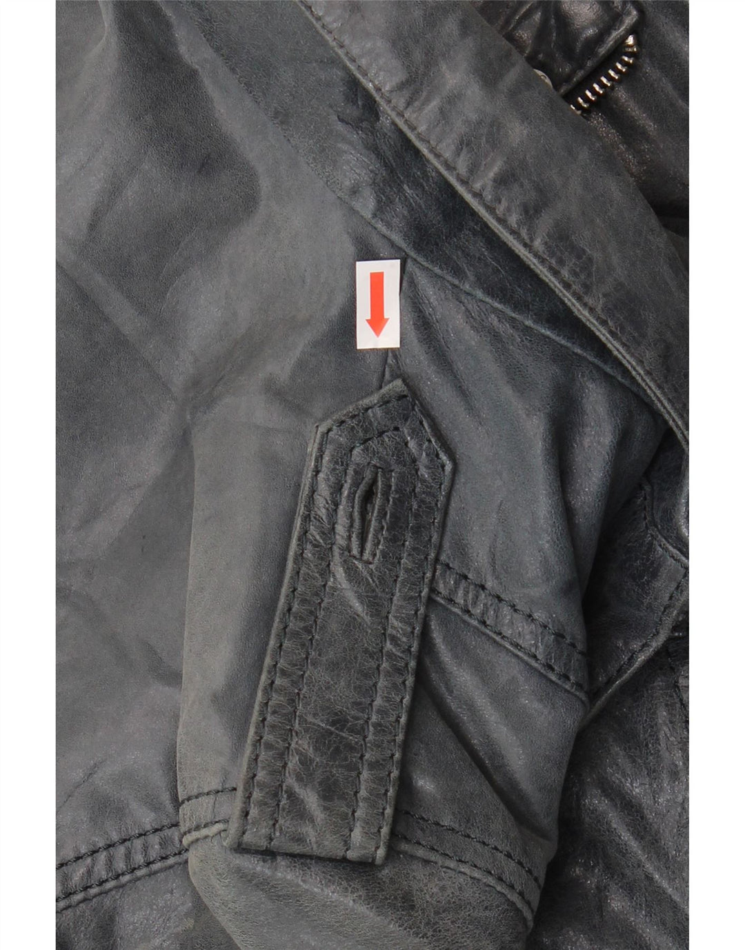Damska kurtka skórzana typu bomber w stylu vintage IT 46, duża, granatowa, skórzana