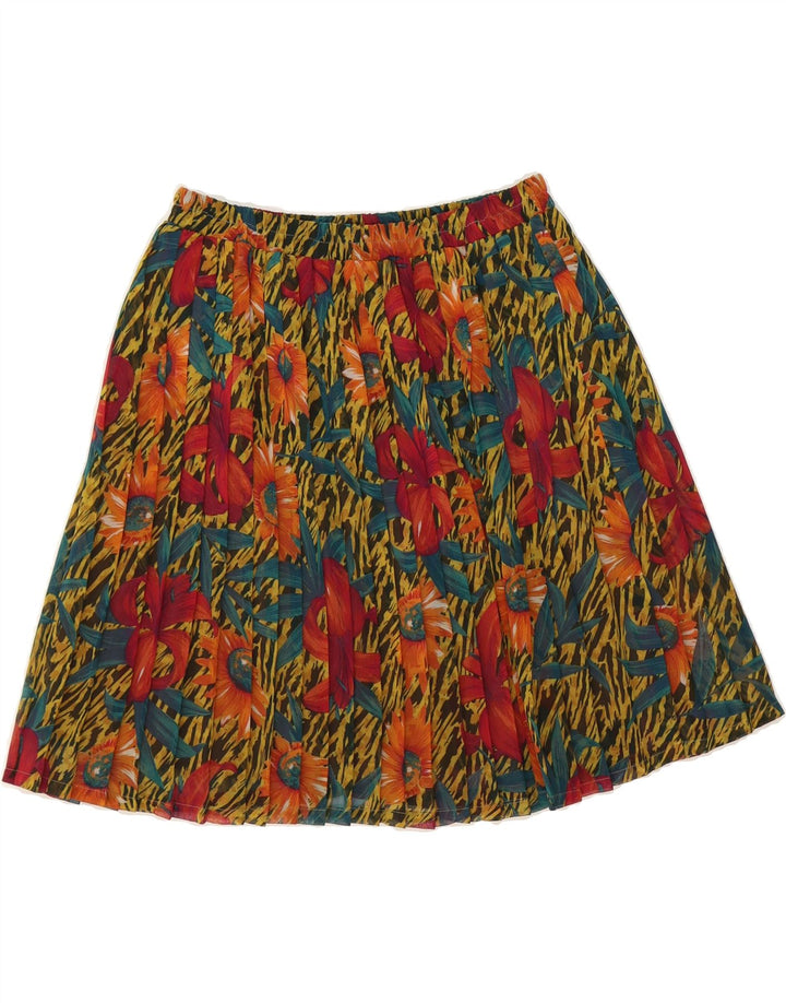 VINTAGE Womens Pleated Skirt Medium W34 Multicoloured Floral Polyester Vintage Vintage and Second-Hand Vintage from Messina Hembry 