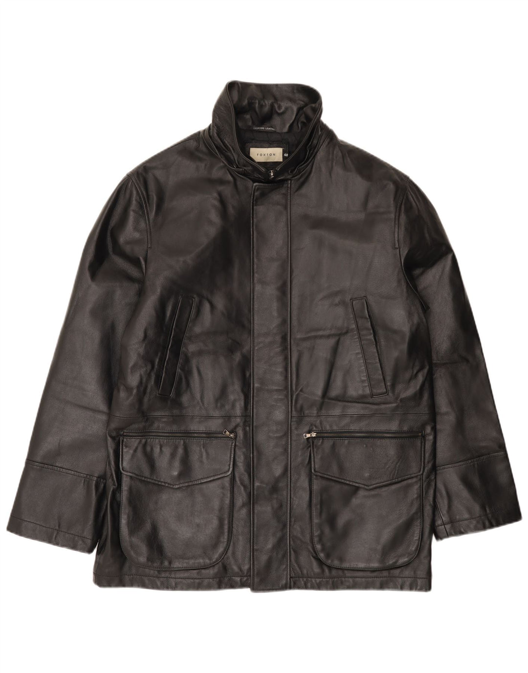 Męska kurtka skórzana VINTAGE IT 48, średnia czarna skóra