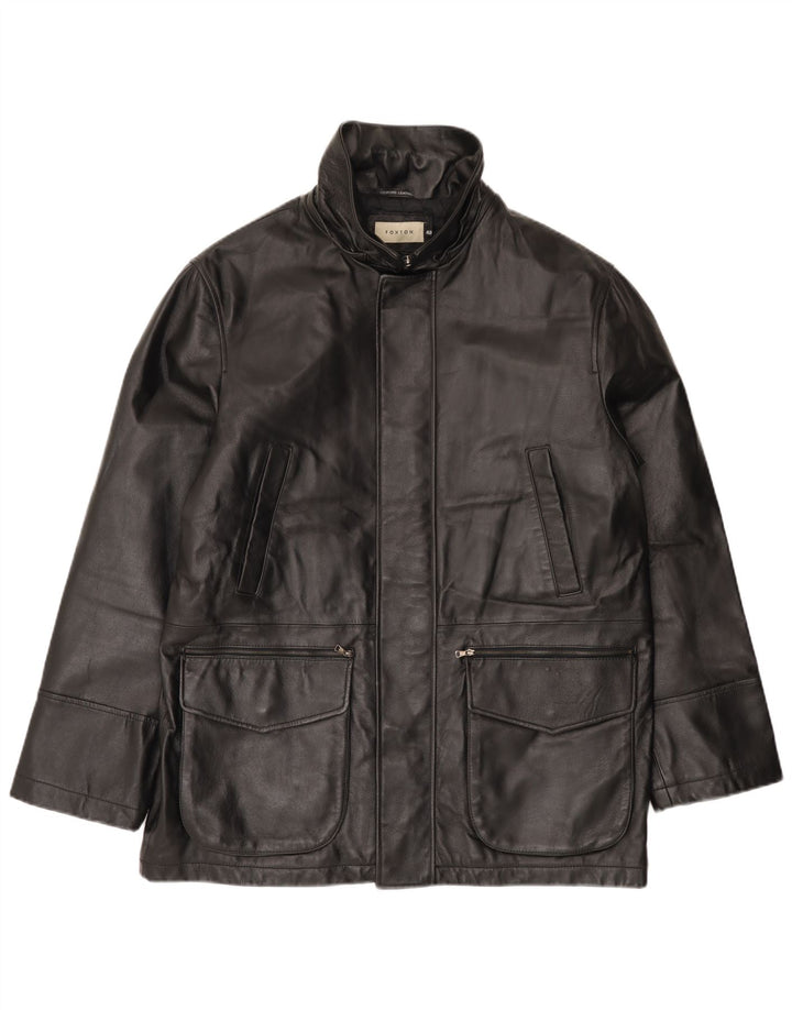 Męska kurtka skórzana VINTAGE IT 48, średnia czarna skóra