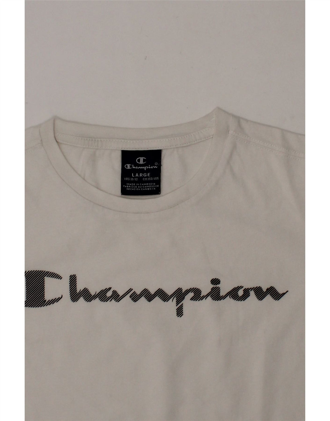 CHAMPION Boys Graphic T-Shirt Top 11-12 Years Large White Vintage Champion and Second-Hand Champion from Messina Hembry 