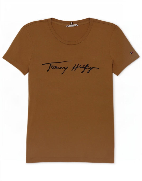 Damska koszulka graficzna Tommy Hilfiger Top UK 6 XS, beżowa, bawełniana