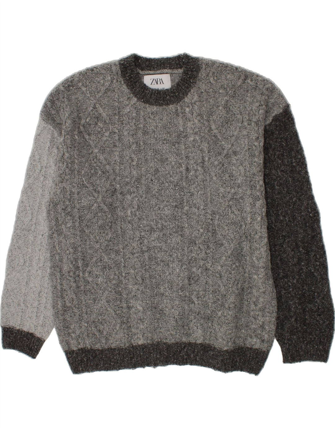 ZARA Boys Crew Neck Jumper Sweater 11-12 Years Grey Colourblock Polyester Vintage Zara and Second-Hand Zara from Messina Hembry 