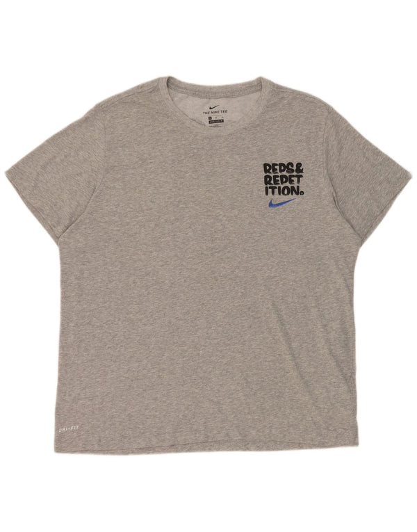 Męska koszulka Nike Dri Fit z grafiką, góra XL, szara, nakrapiana bawełna
