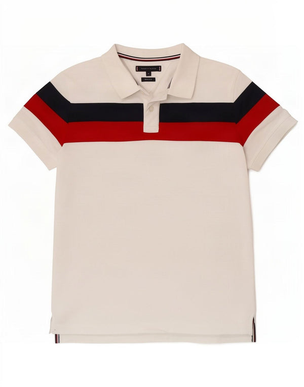 Męska koszulka polo Tommy Hilfiger o regularnym kroju, bawełniana w kolorze średniej bieli