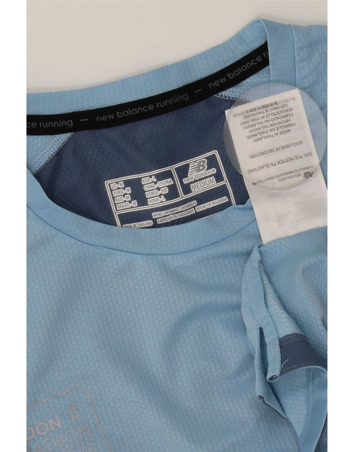 T-shirt męski New Balance Top, średni niebieski, poliester z blokami kolorów