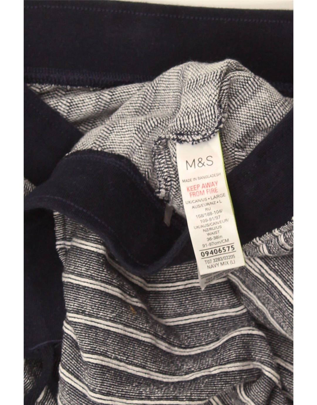 Marks & Spencer Męskie szorty codzienne, duże, bawełniane, w granatowe paski