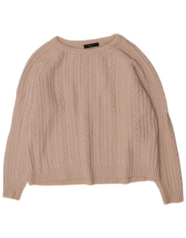 Damski sweter Max Mara o luźnym kroju z dekoltem w łódkę UK 16, duży w kolorze złamanej bieli