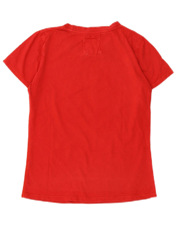 Damski T-shirt z grafiką Abercrombie & Fitch, UK 12, średni czerwony, bawełniany