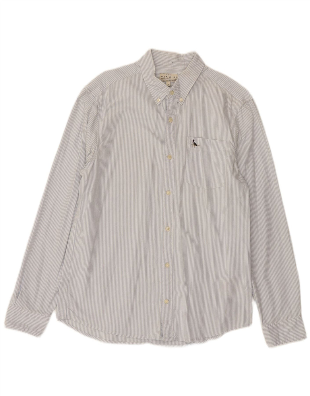 JACK WILLS Mens Slim Fit Shirt Medium Blue Pinstripe Cotton
