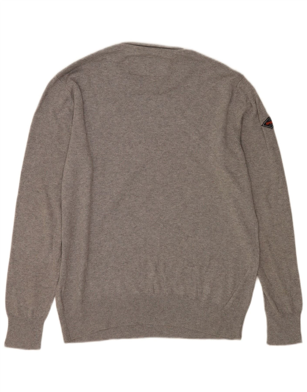 Męski sweter Superdry z okrągłym dekoltem, duży, szary, bawełniany