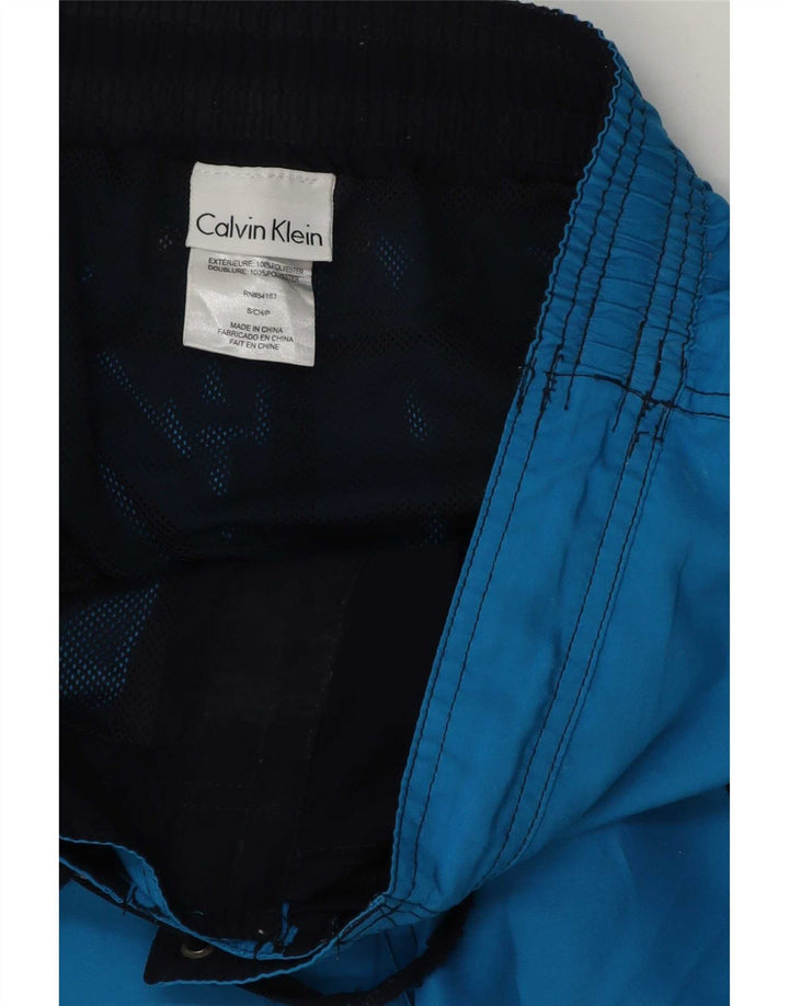 Męskie spodenki kąpielowe Calvin Klein z grafiką, małe, niebieskie, poliestrowe