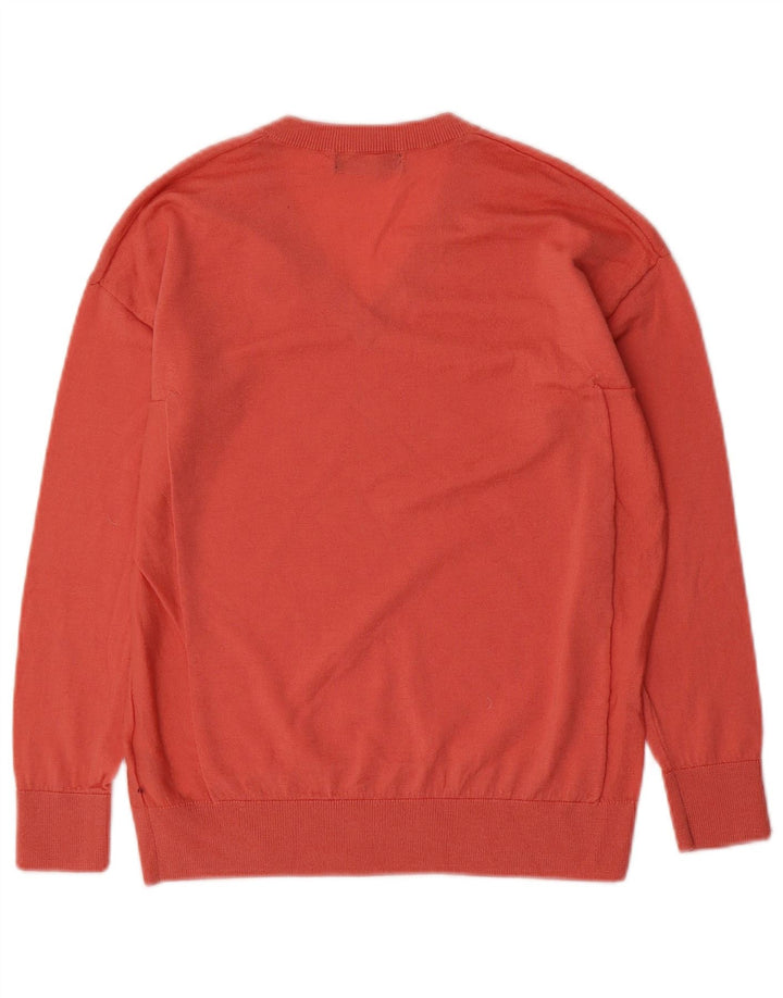 MARKS & SPENCER Damski sweter oversize z dekoltem w kształcie litery V, UK 6 XS, różowy, wełniany