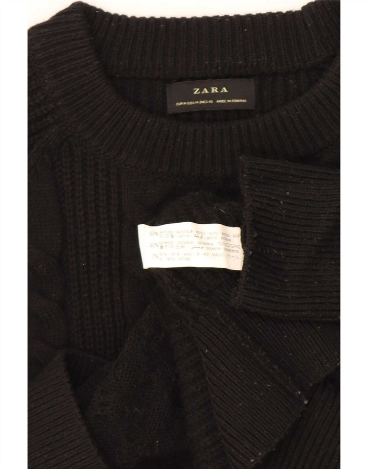 Męski sweter Zara z dekoltem w łódkę, średni czarny akryl