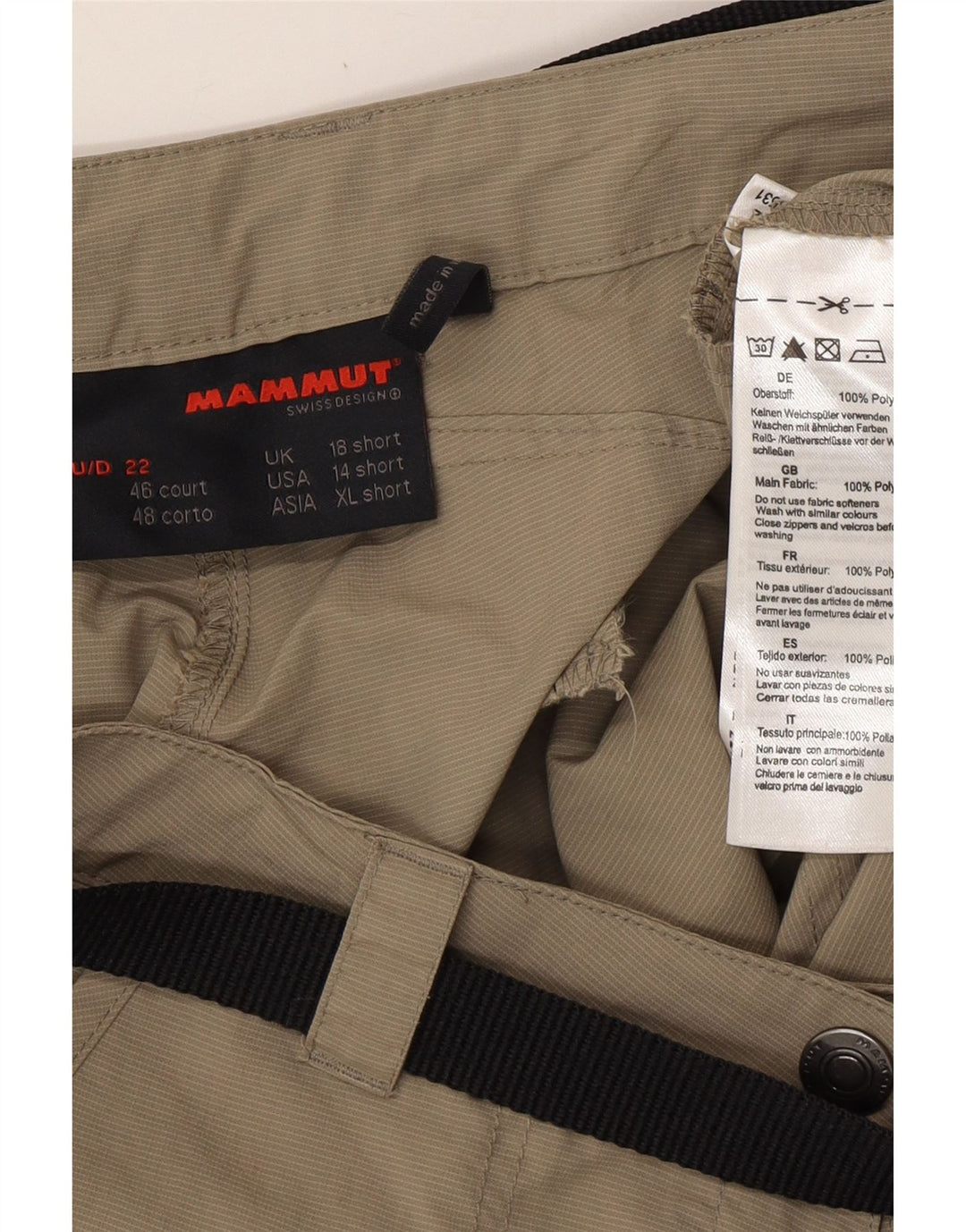 Damskie krótkie spodnie cargo MAMMUT UK 18 XL W36 L31 Khaki