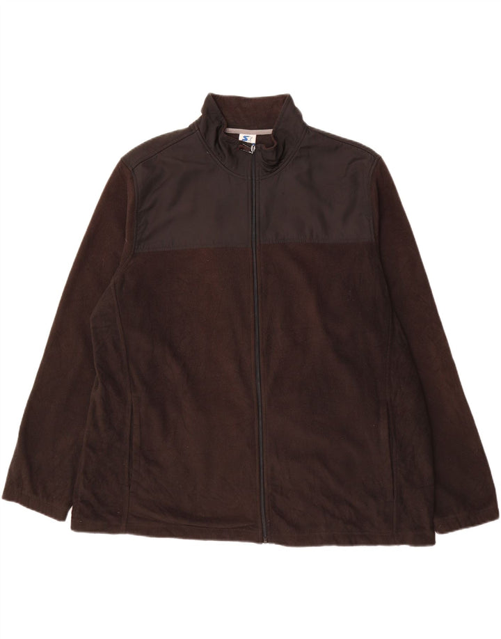 STARTER Mens Fleece Jacket UK 44 2XL Brown Polyester Vintage Starter and Second-Hand Starter from Messina Hembry 