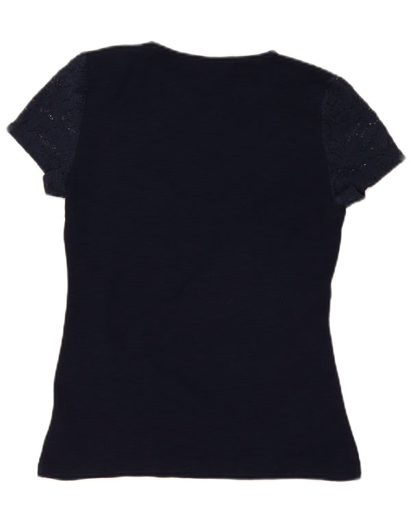 Bluzka damska Chaps Top UK 10, mała, granatowa, z bawełny w kwiaty