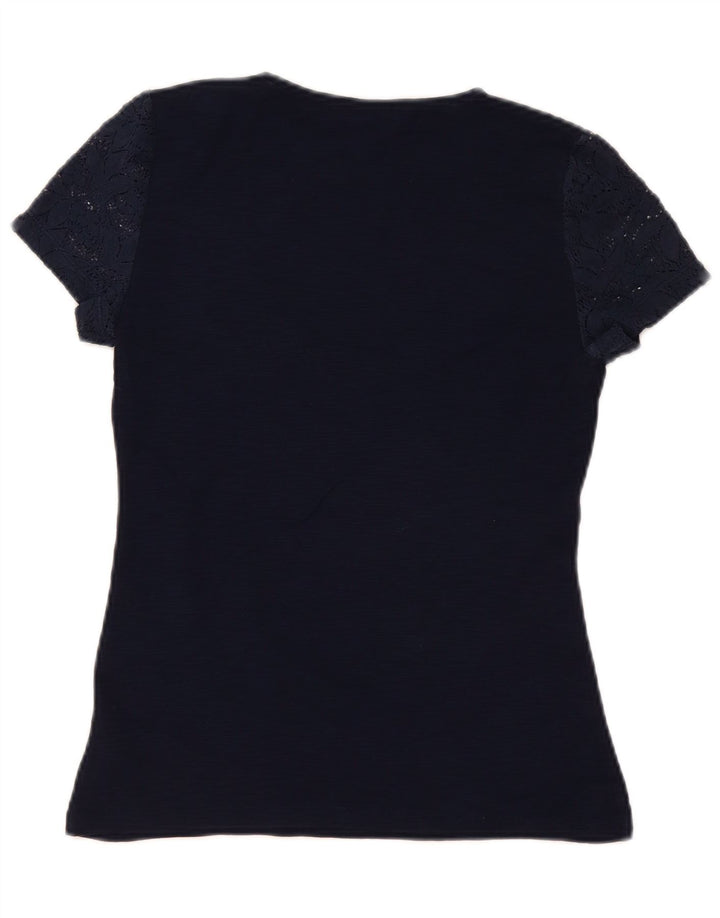 Bluzka damska Chaps Top UK 10, mała, granatowa, z bawełny w kwiaty