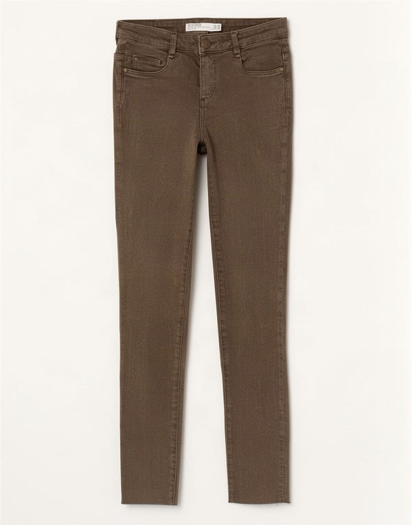 Damskie jeansy obcisłe Trafaluc Zara EU 36 XS W26 L27, bawełna khaki