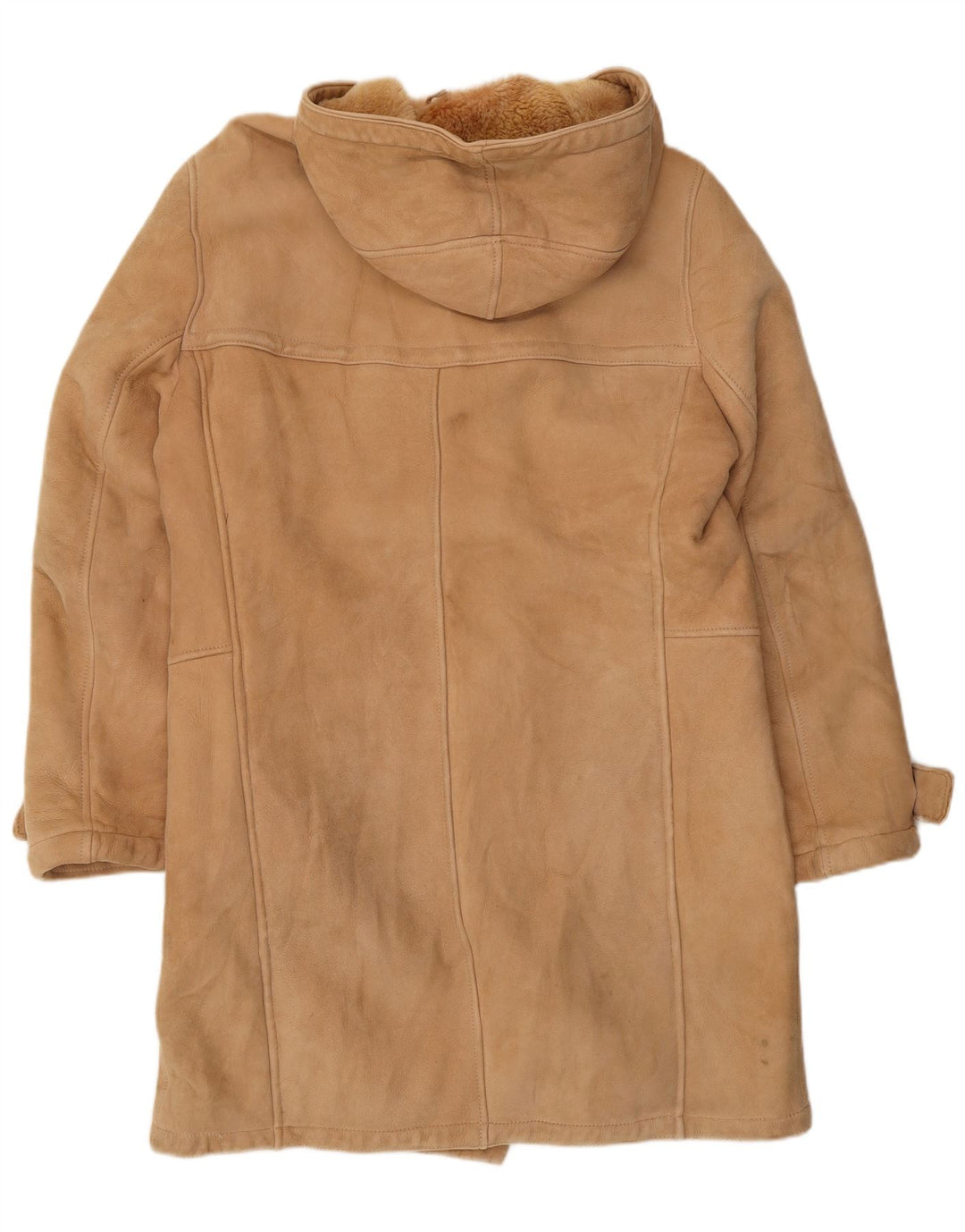 Vintage męski płaszcz z kapturem i shearlingiem UK 36 Small Beige