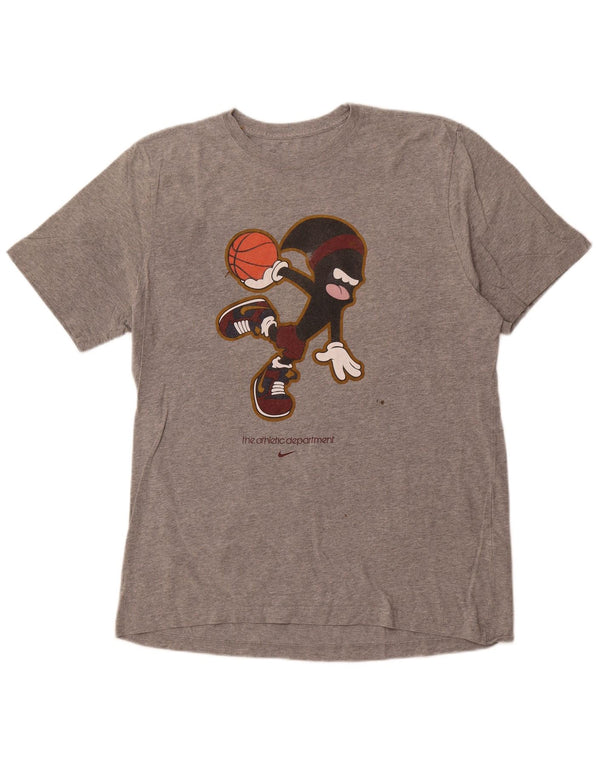 Męski T-shirt z grafiką NIKE o standardowym kroju, rozmiar XL, szara, bawełniana