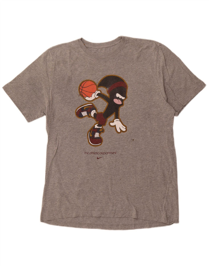 Męski T-shirt z grafiką NIKE o standardowym kroju, rozmiar XL, szara, bawełniana