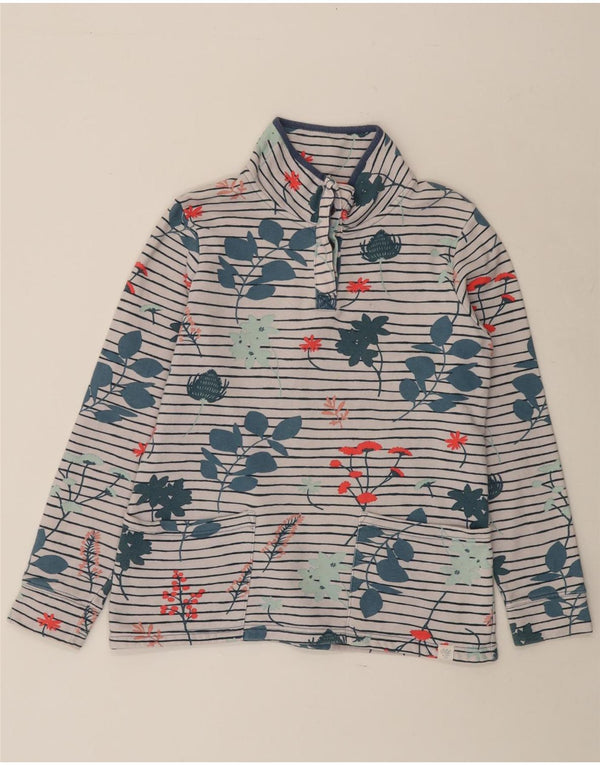 Damski sweter JOULES z zapinanym dekoltem UK 10, mały, biały, kwiatowy