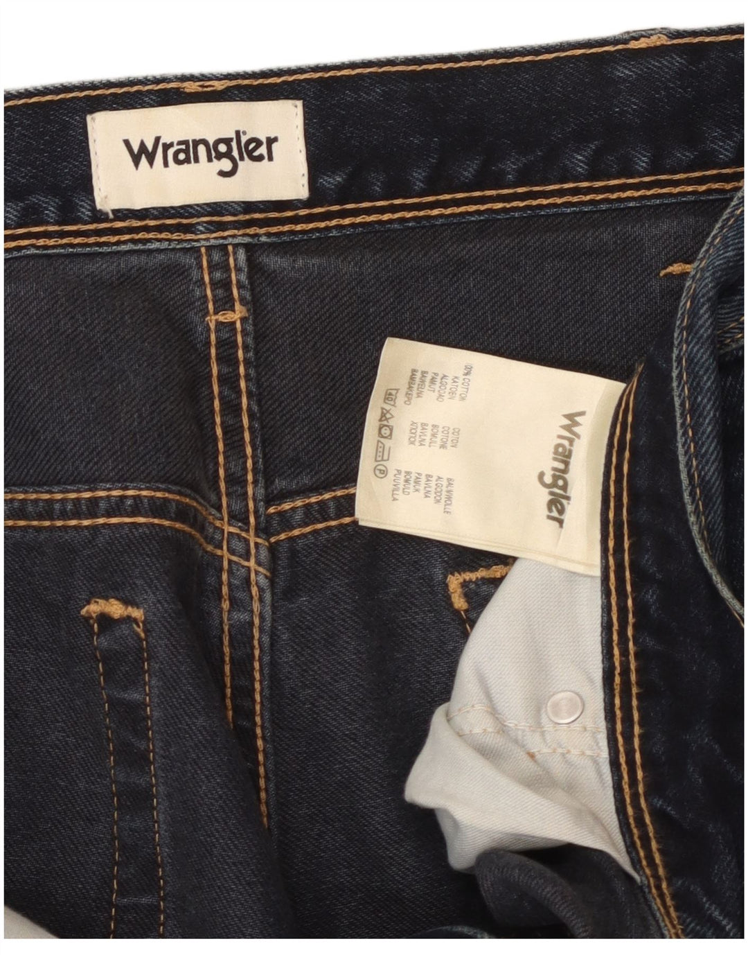 WRANGLER Męskie proste dżinsy W38 L30 Granatowe, bawełniane