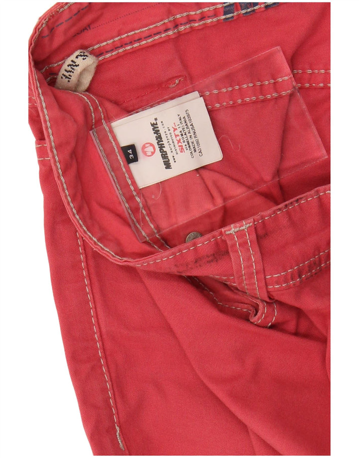 MURPHY & NYE Męskie proste spodnie codzienne W34 L32 Czerwona bawełna