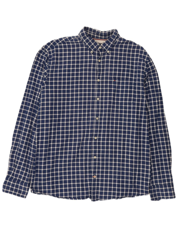 Koszula męska flanelowa Tommy Hilfiger 2XL, bawełniana, granatowa w kratę