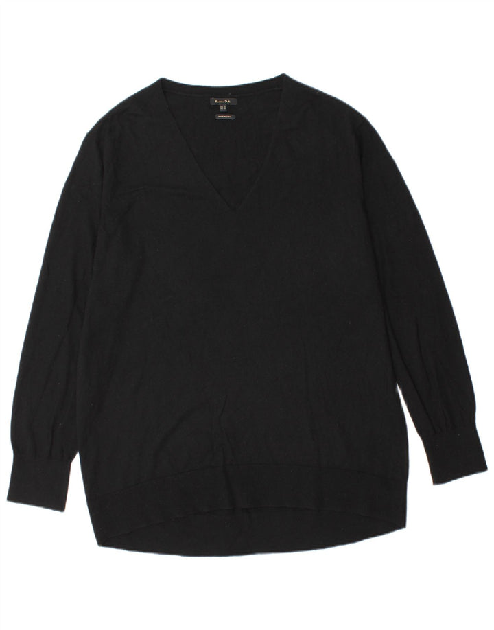 Męski sweter Massimo Dutti z dekoltem w kształcie litery V, mały, czarny