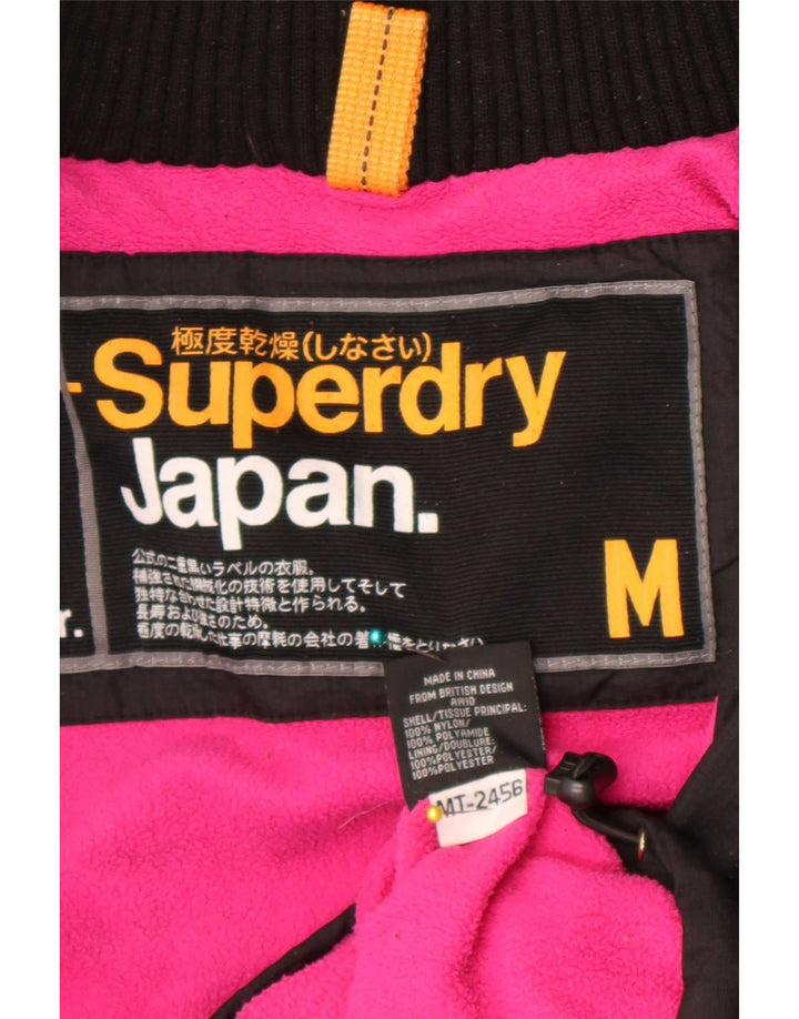 Damska kurtka wiatrówka z kapturem Superdry UK 14, średni czarny nylon