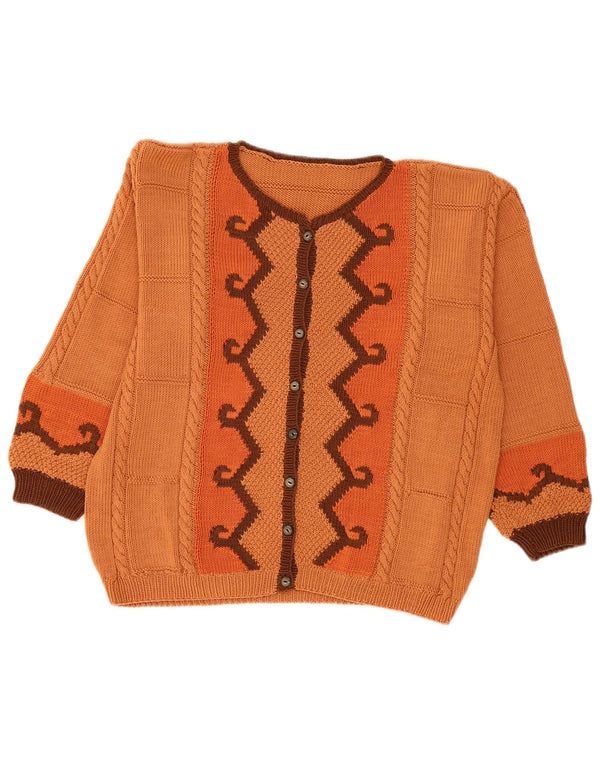 Sweter damski w stylu vintage, UK 18 XL, pomarańczowy, geometryczny
