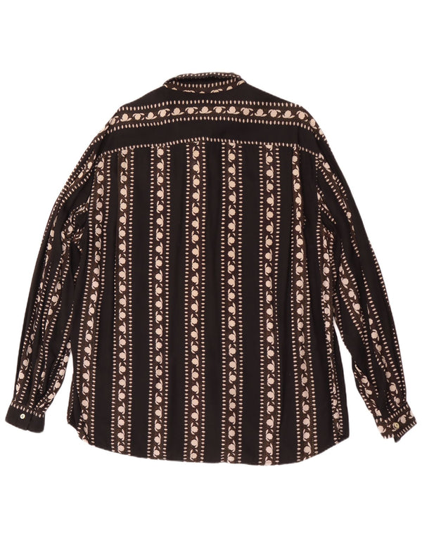 Koszula męska w stylu vintage XL, czarna w kwiaty