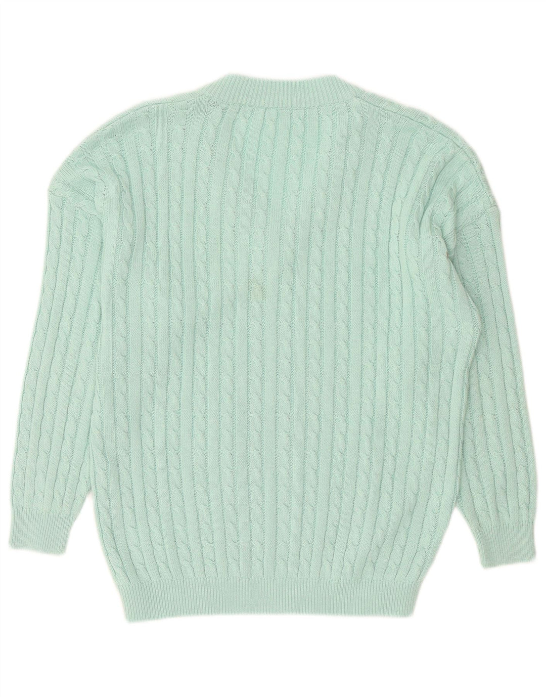 Vintage męski sweter z dekoltem w kształcie litery V, duży turkusowy