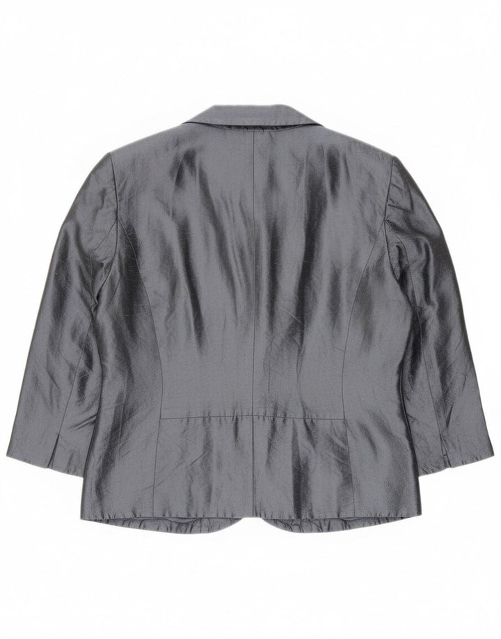 Blunauta Damska marynarka zapinana na 6 guzików IT 42 Średni szary jedwab