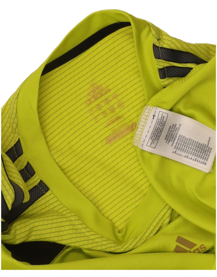 Adidas Męska koszulka Climacool Top, duża, żółta, poliestrowa koszulka z blokami kolorów