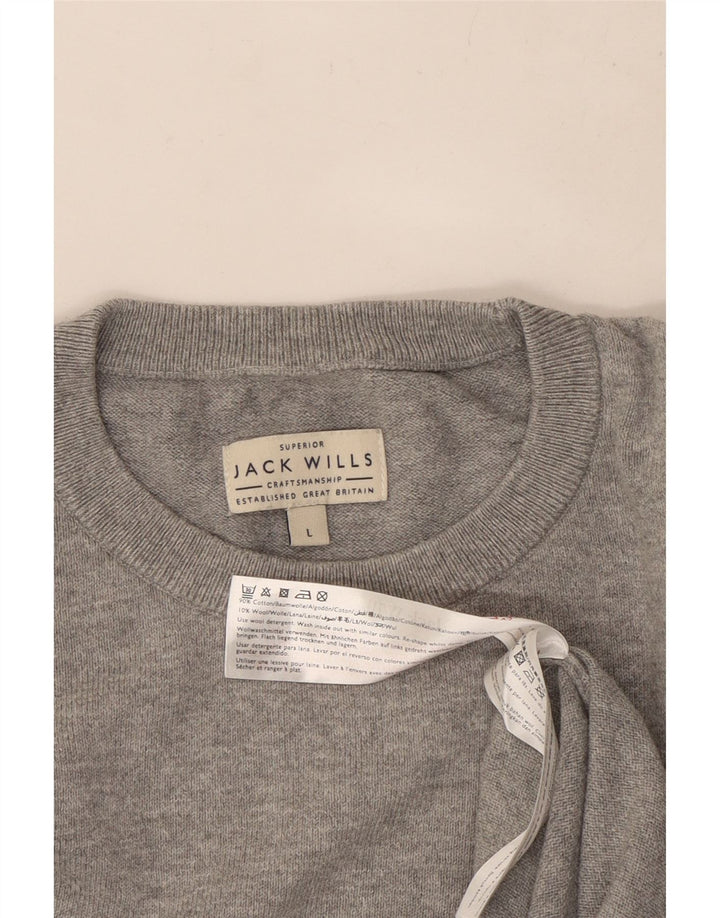 Męski sweter z okrągłym dekoltem Jack Wills, duży, szary, bawełniany