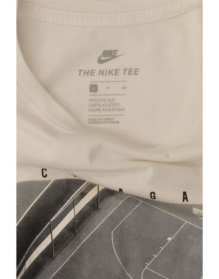 NIKE Mens Athletic Cut Graphic T-Shirt Top Small White Vintage Nike and Second-Hand Nike from Messina Hembry 