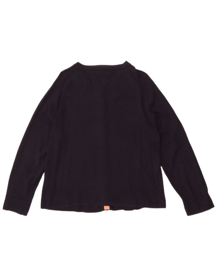 Damski sweter rozpinany White Stuff UK 14, duży, granatowy, wełniany