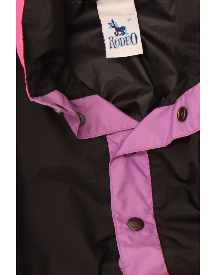 Męska kurtka Anorak z kapturem RODEO UK 36, mały czarny nylon z blokami kolorów