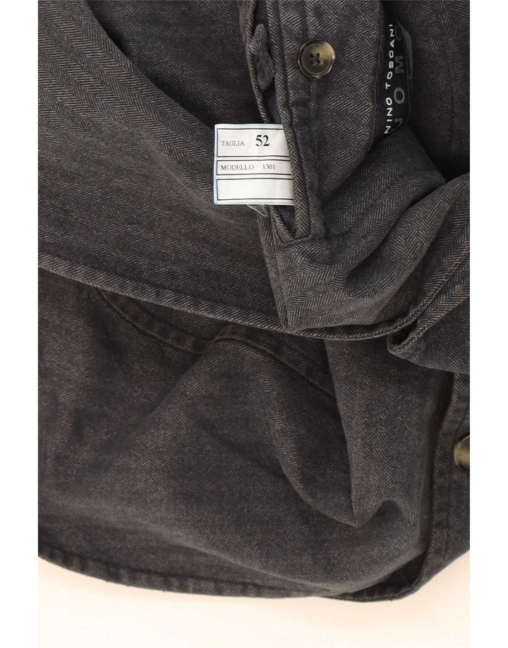 Vintage męska marynarka zapinana na 3 guziki IT 52 XL, szara, bawełniana w prążki