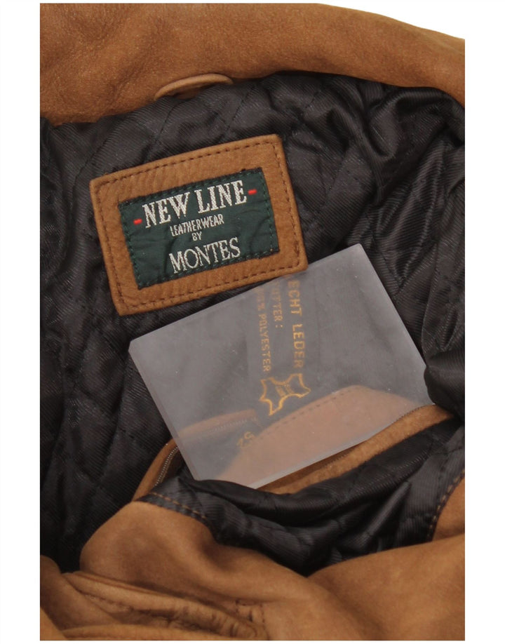 Męska kurtka skórzana Montes IT 52 XL, brązowa skóra