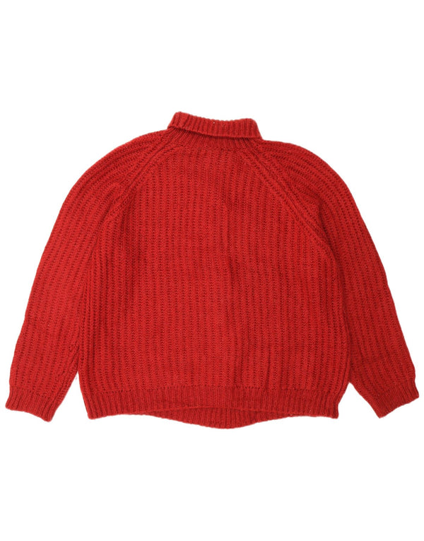 Sweter damski Massimo Dutti z wywijanym dekoltem UK 14, średni burgundowy akryl