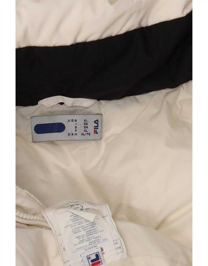 Męska ocieplana kurtka z kapturem FILA UK 42 XL, biały poliester