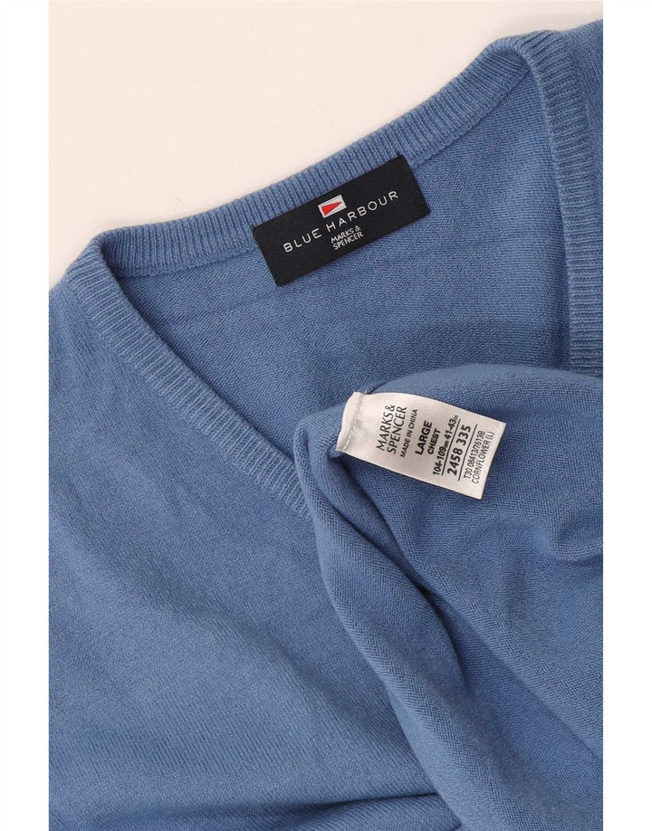 Marks & Spencer Męski podkoszulek w kolorze niebieskim z kamizelką Harbour, duży, akrylowy