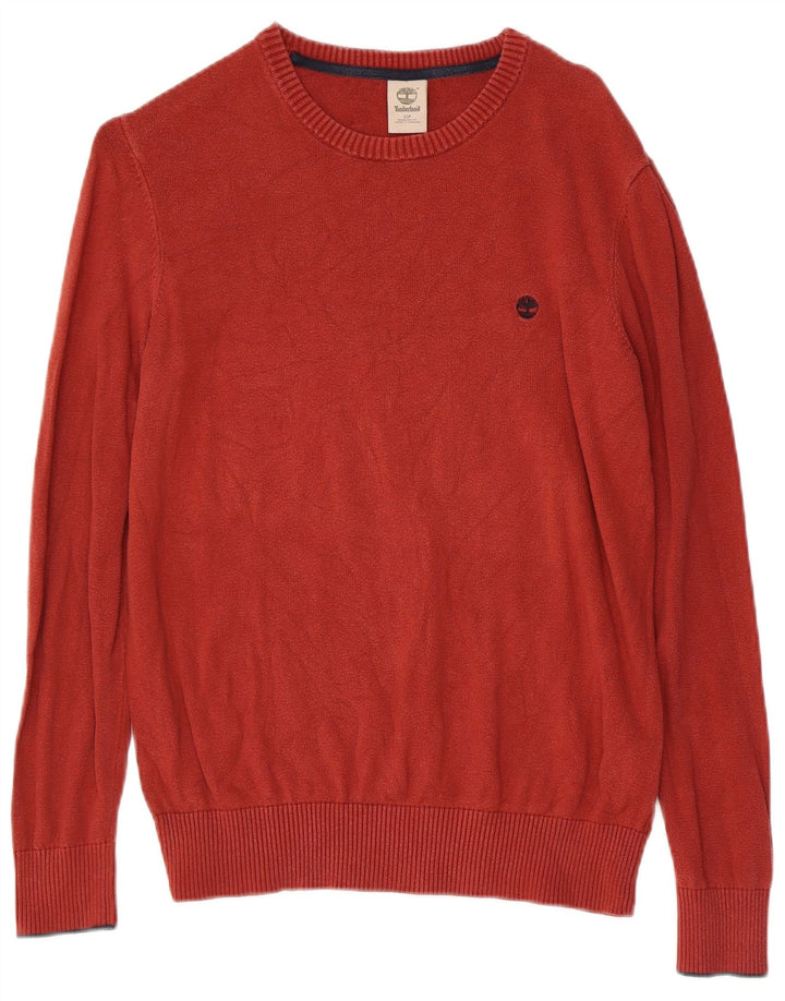 TIMBERLAND Męski sweter z dekoltem w łódkę, mały, czerwony, bawełniany