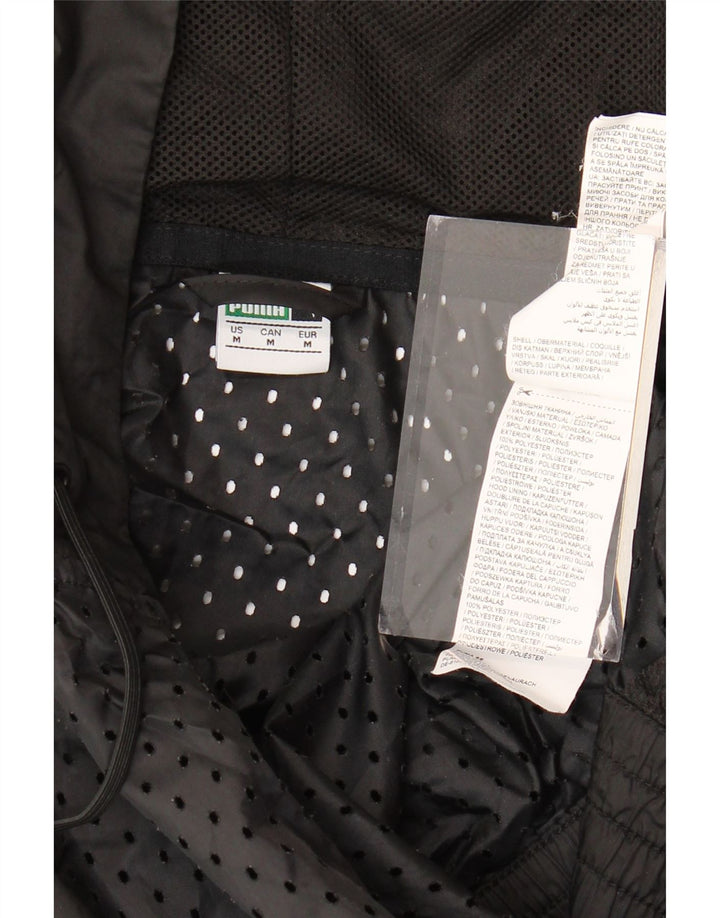 Męska kurtka dresowa z kapturem i grafiką PUMA, średni czarny poliester