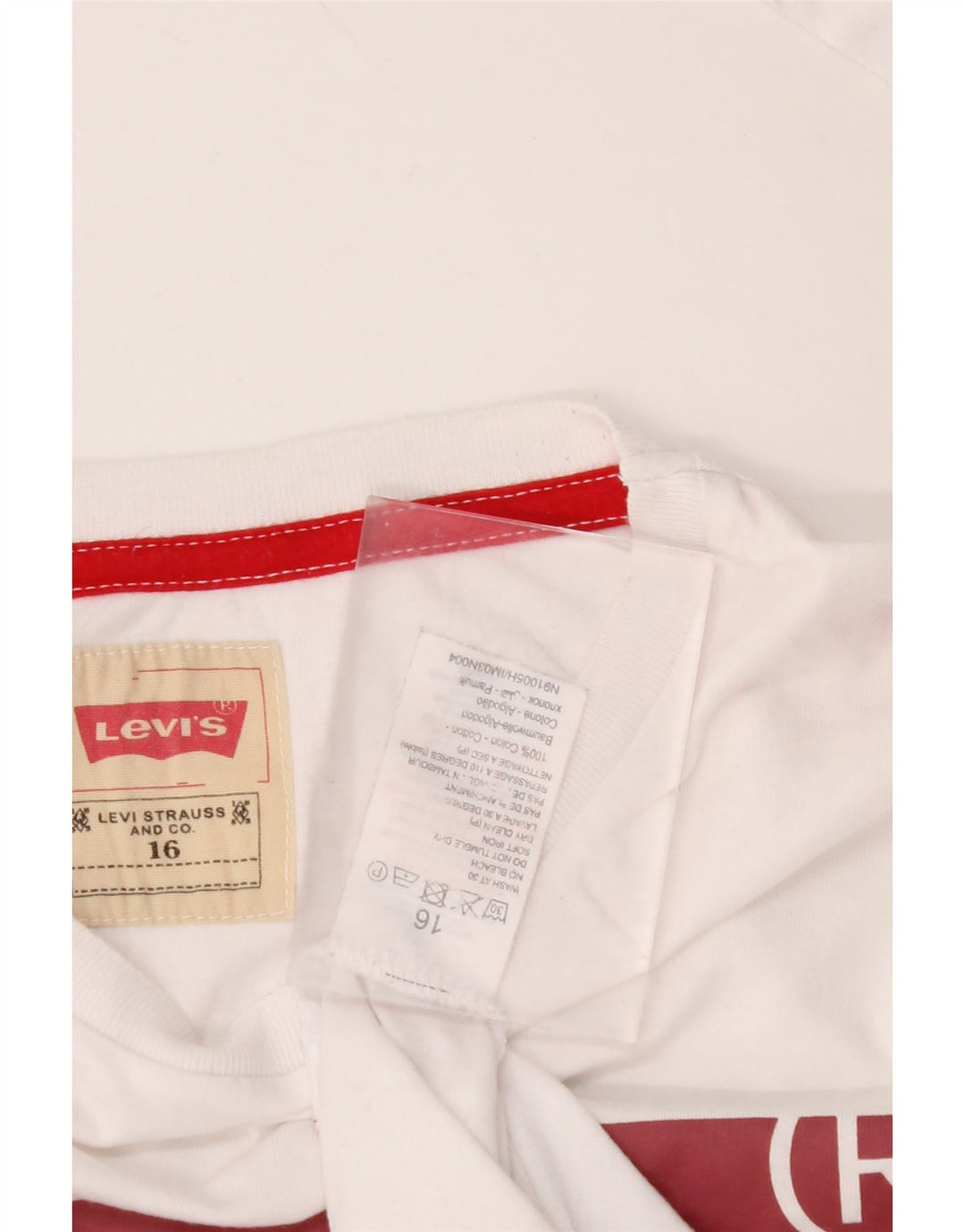 LEVI'S Boys Graphic Top Long Sleeve 15-16 Years White Cotton