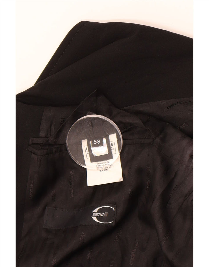 JUST CAVALLI Mens 2 Button 2 Piece Suit IT 58 4XL W42 L23 Black Polyester Vintage Just Cavalli and Second-Hand Just Cavalli from Messina Hembry 